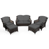 5 PCS Patio Furniture Set Outdoor Rattan Conversation Sofa Set Removable Cushion