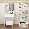 Modern Dressing Table Set LED Mirror Vanity Desk Stool with Charging Station