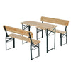 Picnic Bench Set 3-Piece Rectangular Trestle Beer Table Natural Wood Colour