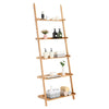 5-Tier Ladder Shelf Bamboo Bookshelf Wall-Leaning Storage Display Plant Stand