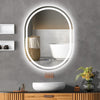 LED Bathroom Mirror Illuminated Demister 3 Color Touch Switch Wall Mounted Oval