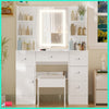 Dressing Table Vanity Makeup Desk Set with Stool Drawer 3-Color LED Light Mirror