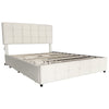 4ft6 Double Bed Upholstered Bed with 4 Storage Drawers, Tufted Headboard Beige