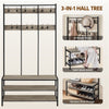 Industrial Large Coat Rack Stand with 24 Hooks and Shoe Bench for Entryway
