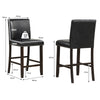 2Pcs Upholstered Bar Stools PVC Leather Armless Counter Height Chair Set Black