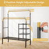 Rolling Clothes Drying Rack Adjustable Double Rods Garment Rack-Golden