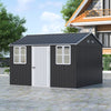 12 x 10FT Galvanised Garden Tool Storage Shed with Lockable Door, Double Windows