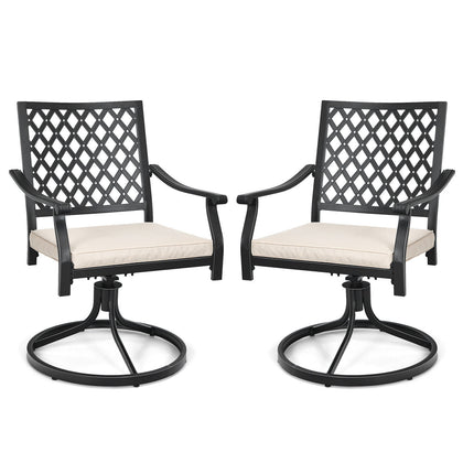 2 Piece Outdoor Swivel Chair Patio Bistro Dining Chair Set w/Cushion