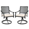 2 Piece Outdoor Swivel Chair Patio Bistro Dining Chair Set w/Cushion