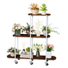 Large Plant Stand Rolling Flower Pot Rack Window Porch Yard Floor Trolley Stand