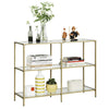 Console Table 3-Tier Tempered Glass Sofa Table With Storage Shelf Modern