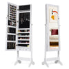 Lockable Jewelry Organizer Freestanding Jewelry Cabinet w/Full-Length Mirror
