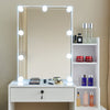 Large Dressing Table and Stool Set with LED Mirror Sliding Cabinet 4 Drawers