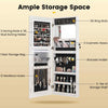 Hanging Jewelry Cabinet Wall Door Mounted Jewelry Cabinet w/Mirror-White