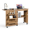 Folding Sewing Table 2 IN 1 Rolling Craft Table Home Office Desk Workstation