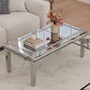 Modern Mirrored Coffee Table Cryatal Diamond Inlay Furniture Tea Table Reception