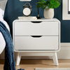 2 Drawer Bedside White Scandi Legs Bedroom Furniture Nightstand End Table Unit
