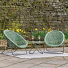 TOBS 2 Seater Bistro Set Outdoor Rattan Foldable Chairs and Tempered Glass Table