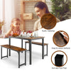 3 PCS Dining Table Set Dining Table & 2 Benches Kitchen Space-Saving Furniture