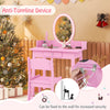 Kids Vanity Set Makeup Beauty Dressing Table w/ Lighted Mirror-Pink