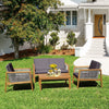 4Pcs Rattan Patio Garden Furniture Table Chairs Set Outdoor Furniture w/Cushions