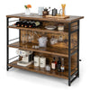 Industrial Wine Bar Cabinet Kitchen Storage Sideboard W/ Wine Rack-Coffee