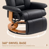 360° Swivel Recliner Chair with Footrest, PU Manual Reclining Armchair, Black