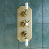 Brushed Brass 2 Outlet Wall Mounted Thermostatic Mixer Shower Set CAMBBHASRK3VE