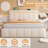 4ft6 Double Ottoman Storage Bed Frame with Tufted Headboard & Night Light, Beige