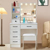 New LED Dressing Table Makeup Desk With Stool Mirror Bedroom Vanity Set White UK