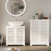Mondeer Shutter Bathroom Storage Cabinet Floor Standing w/ 2 Adjustable Shelves