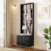 HALLWAY FURNITURE SET WARDROBE WITH COAT RACK SHOE CABINET BENCH & CUSHION BLACK