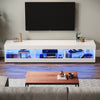 180cm White LED High Gloss TV Stand Cabinet Unit Stroage Glass Shelves Sideboard
