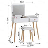 Foldable Makeup Table Set Drawer Mirror Storage Makeup Room White Dressing Table