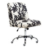 Black White Spotted Printed Velvet Office Chair Swivel Adjustable Desk Cow Seat