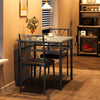 3-Piece Dining Table Set Metal Frame Square Kitchen Table with 2 Chairs