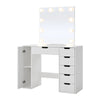 Modern White Dressing Table 6 Drawers with LED Lights Mirror Bedroom Makeup Desk