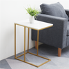 Sofa Side Table Marble Top C-Shape Laptop Stand Tray Slide Under Couch End Table