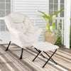 Upholstered Sherpa Reading Chair Accent Sofa Chair Set w/Footrest-Beige