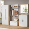 Wall Mounted Coat Rack Panel with Rail & 3 Hooks, Hallway Entryway White