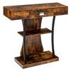 T-Shaped Industrial Console Table Narrow Sofa Side Table Entryway Display Shlves