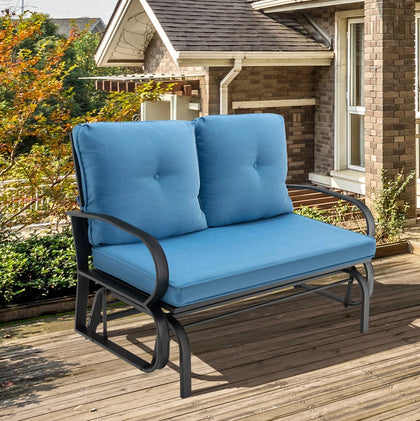 2 Seater Outdoor Glider Bench Swing Glider Chair Loveseat W/Comfortable Cushions