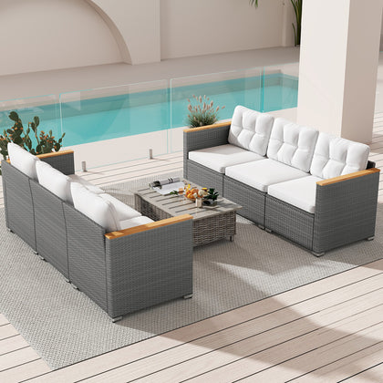 3 PCS PE Rattan Wicker Outdoor Loveseat Furniture Patio Couch Sofa