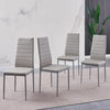 4pcs Grey Faux Leather Dining Chairs & Grey Marble Glass Dining Table Dining Set