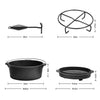 4L Cast Iron Dutch Oven Pot Dish Sauce Stockpot Cooking Camping Stew Lid Handle