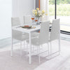 4x White Faux Leather Dining Chairs&White Marble MDF Top Dining Table Dining Set