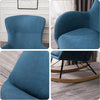 High Back Rocking Armchair Sofa Velvet Linen Solid Wood Swing Lounge Chair Seat