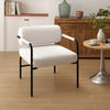 Comfy Side Armchair Modern Leisure Chair with Metal Armrests-White