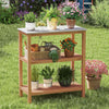 Outdoor Garden Potting Bench Table Acacia Wood Planting Workstation