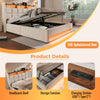 6FT SUPER KING OTTOMAN BED FRAME WITH STORAGE, LED LIGHTING, USB TYPE-C, BEIGE
